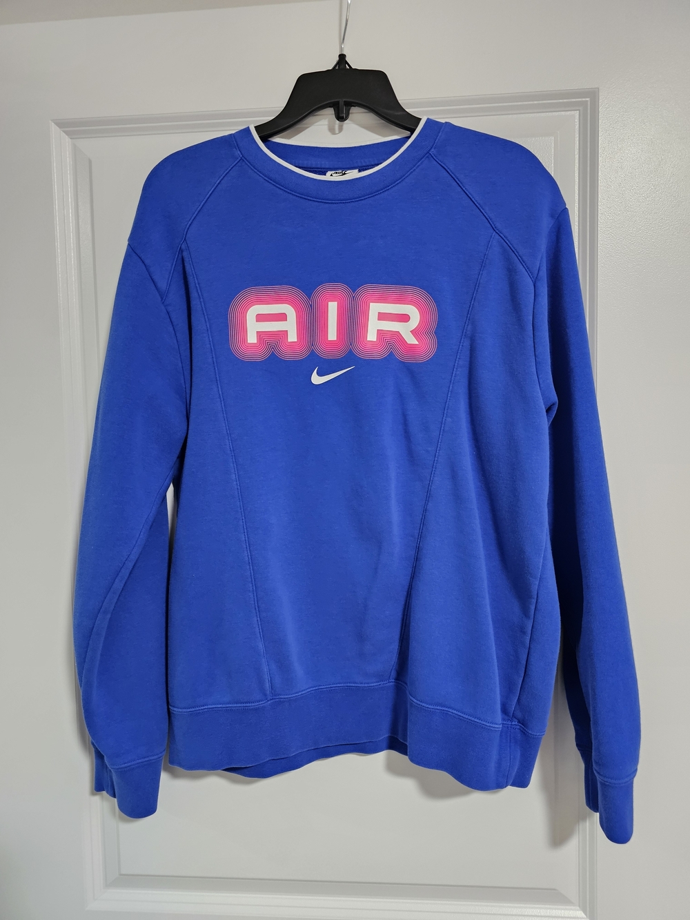 Nike Men’s Crewneck Sweatshirt - Blue with Pink Logo